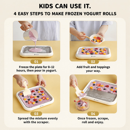 Portable Non-Electric Fried Ice Cream Maker – DIY Rolled Ice Cream & Frozen Yogurt Machine