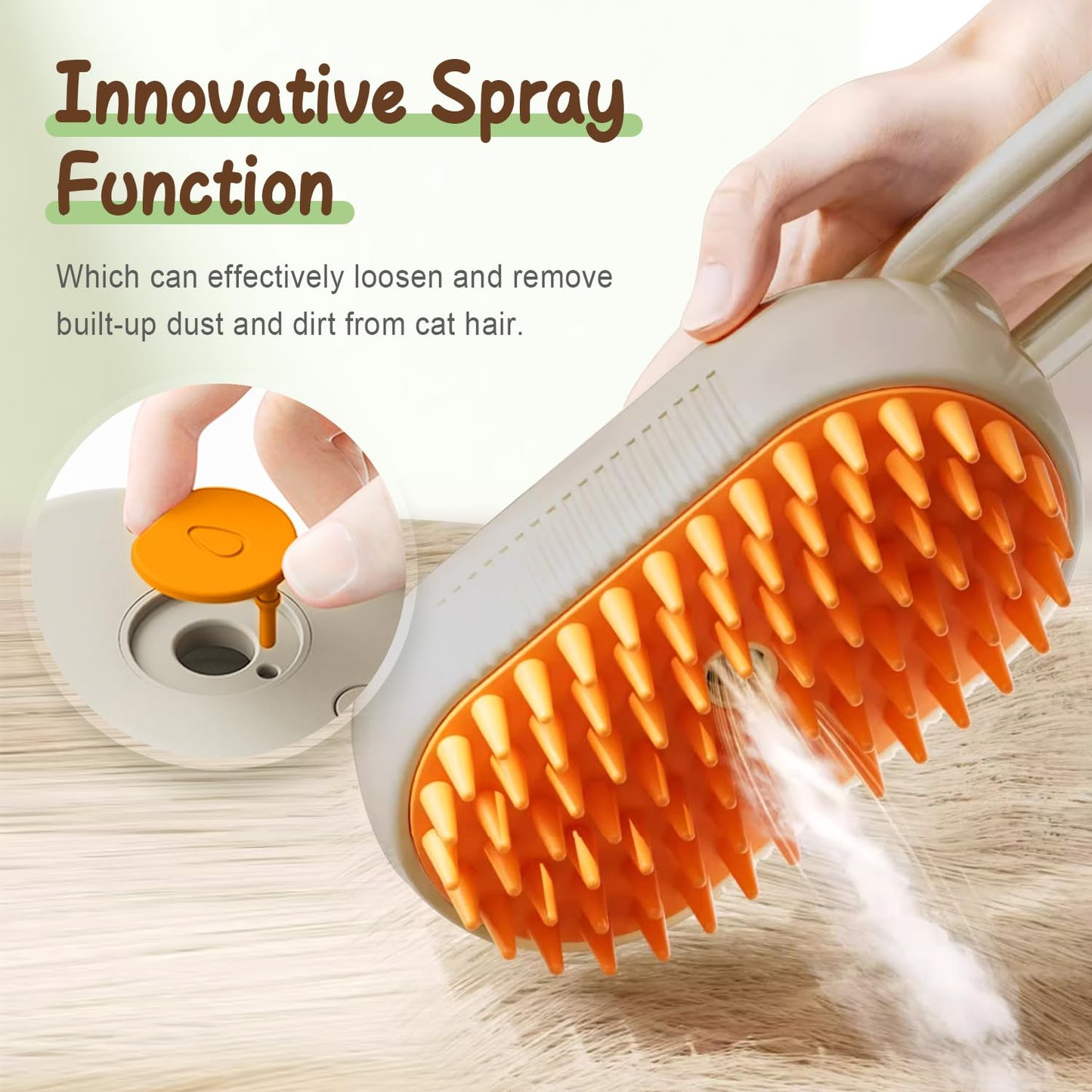 GentleMist™ Pet Grooming Brush | Spray Massage & Fur Remover