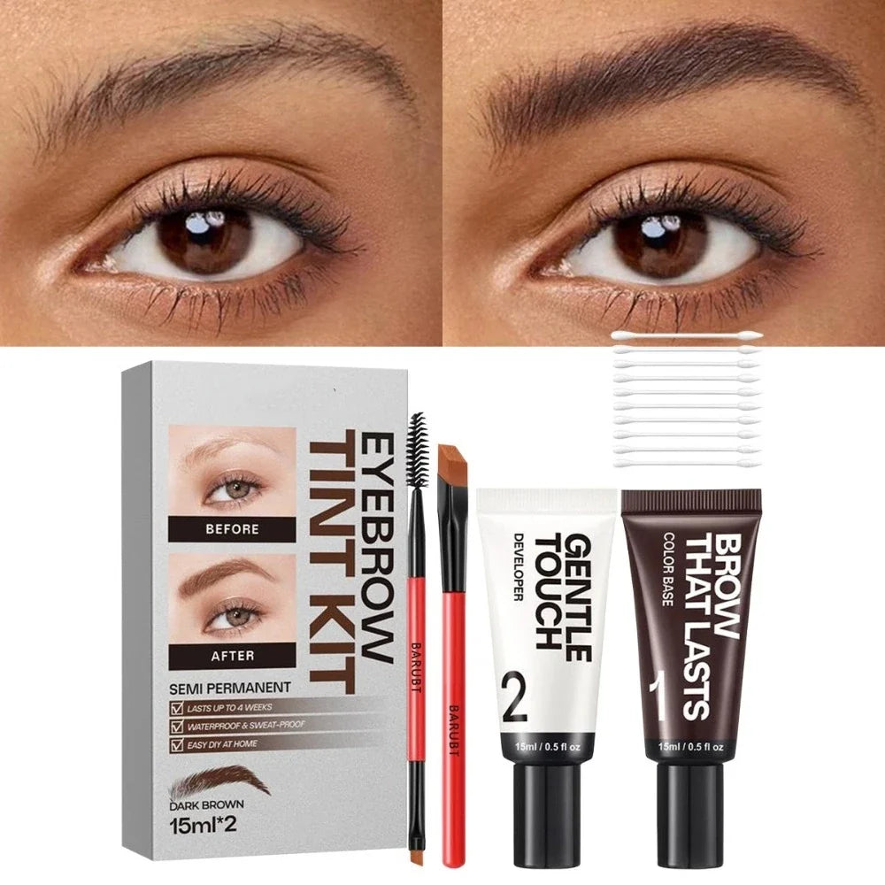 New Long Last Effect Eyebrow Tint Kit Sweat-proof Waterproof Semi Permanent Brow Tint Natural Brow Kit Gifts