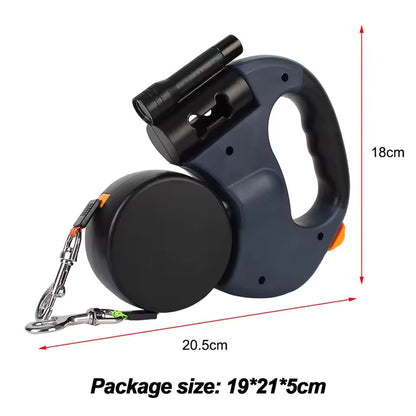 Dual Dog Leash with Tangle-Free Swivel & LED Light