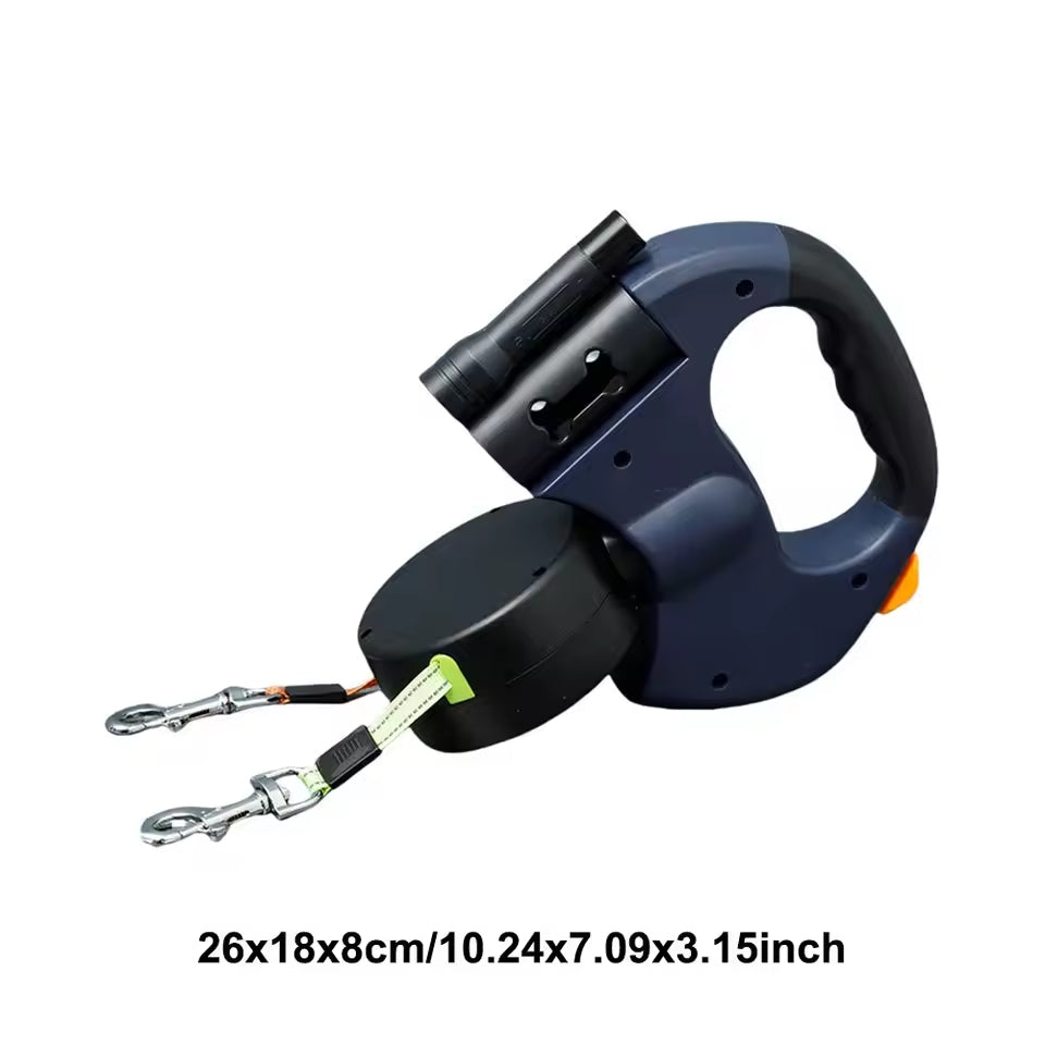 Dual Dog Leash with Tangle-Free Swivel & LED Light