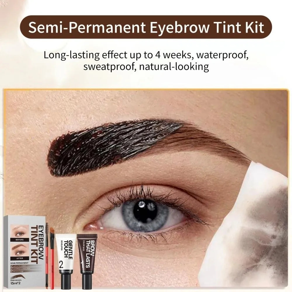 New Long Last Effect Eyebrow Tint Kit Sweat-proof Waterproof Semi Permanent Brow Tint Natural Brow Kit Gifts