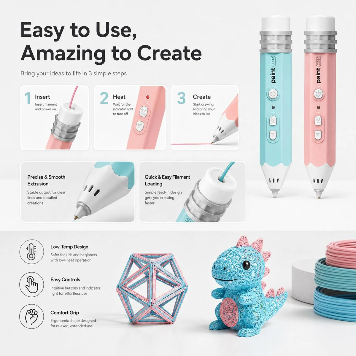 Kids 3D Printing Pen | Starter Kit or Filament Materials Kit