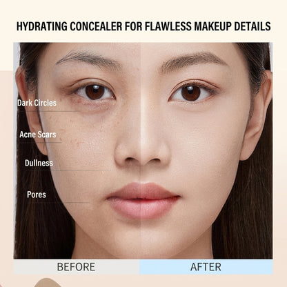 Moisturizing Concealer Face Brightening Concealer Covering Acne Scar and Dark Circles Under The Eyes Concealer Pen Liquid Makeup