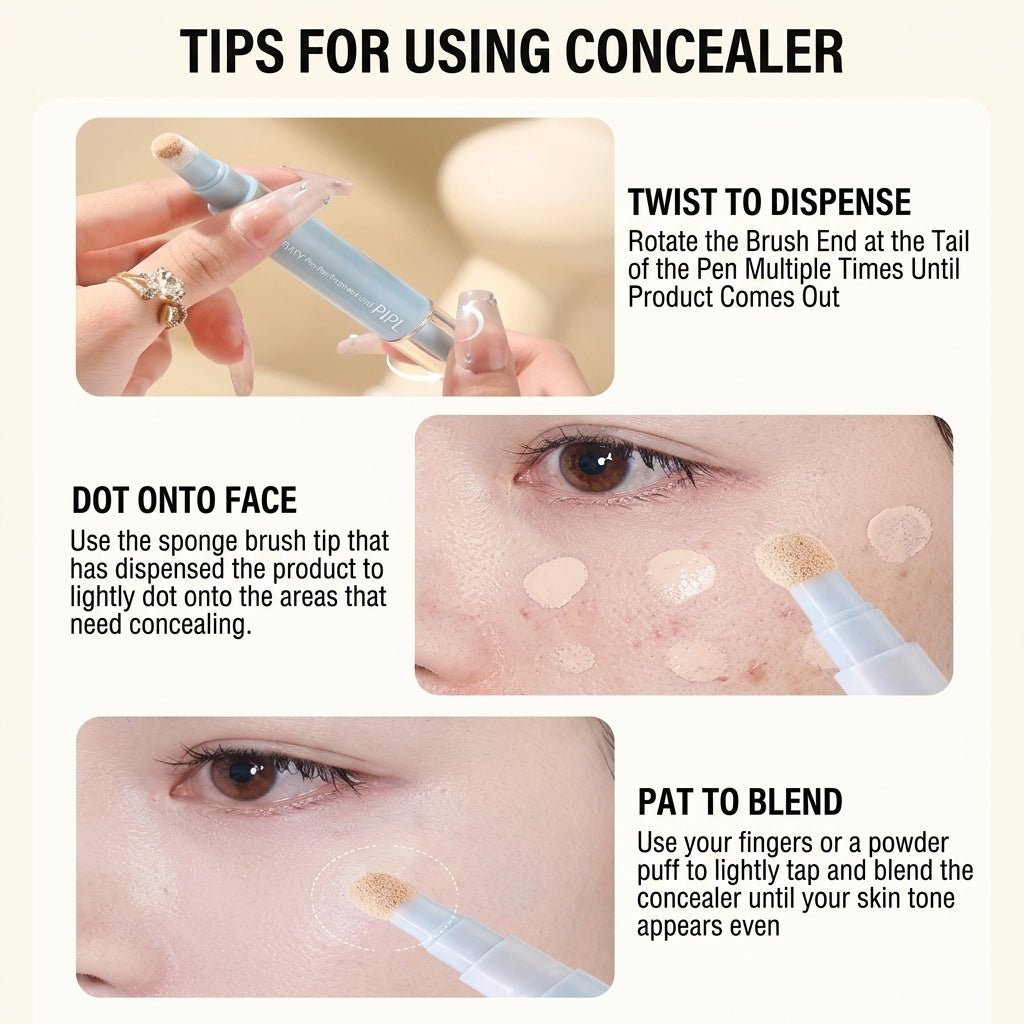Moisturizing Concealer Face Brightening Concealer Covering Acne Scar and Dark Circles Under The Eyes Concealer Pen Liquid Makeup