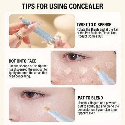 Moisturizing Concealer Face Brightening Concealer Covering Acne Scar and Dark Circles Under The Eyes Concealer Pen Liquid Makeup