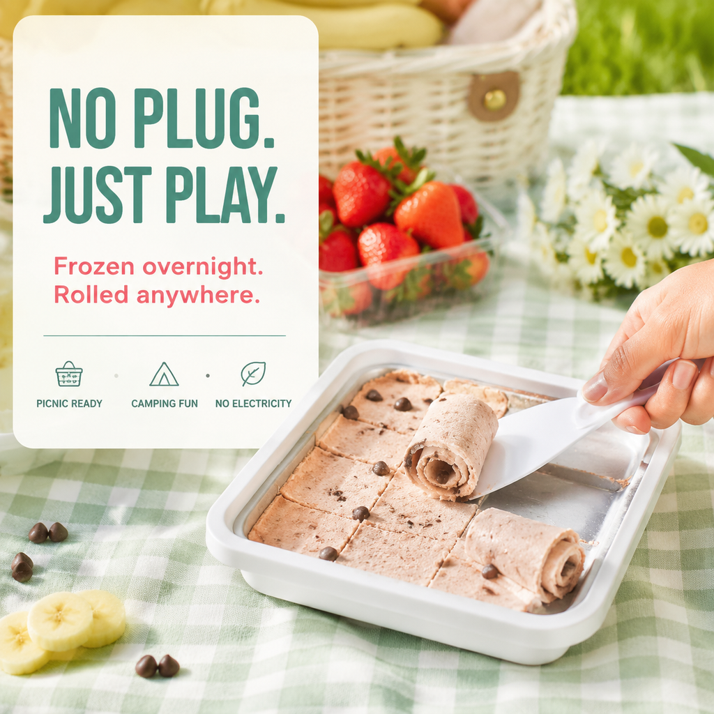 Portable Non-Electric Fried Ice Cream Maker – DIY Rolled Ice Cream & Frozen Yogurt Machine