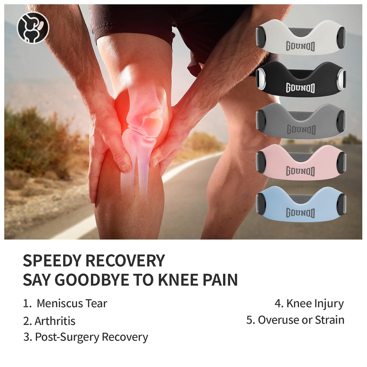 Patellar Support Strap For Knee Pain and Tendonitis (2 Straps Included)